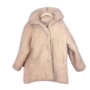 Crewcuts Coat Jacket Girls XS Beige Faux Fur Teddy Sherpa Button J. Crew Kids
